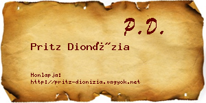Pritz Dionízia névjegykártya